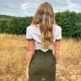 The ‘Adderbury’ Asymmetric skirt in Village Green – OUTLET